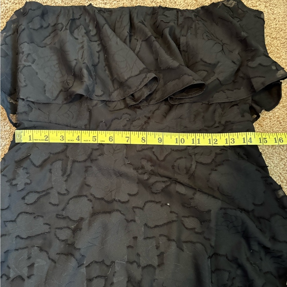 Love You So Truly Black Burnout Floral Strapless Midi Dress Size Medium - Picture 9 of 13